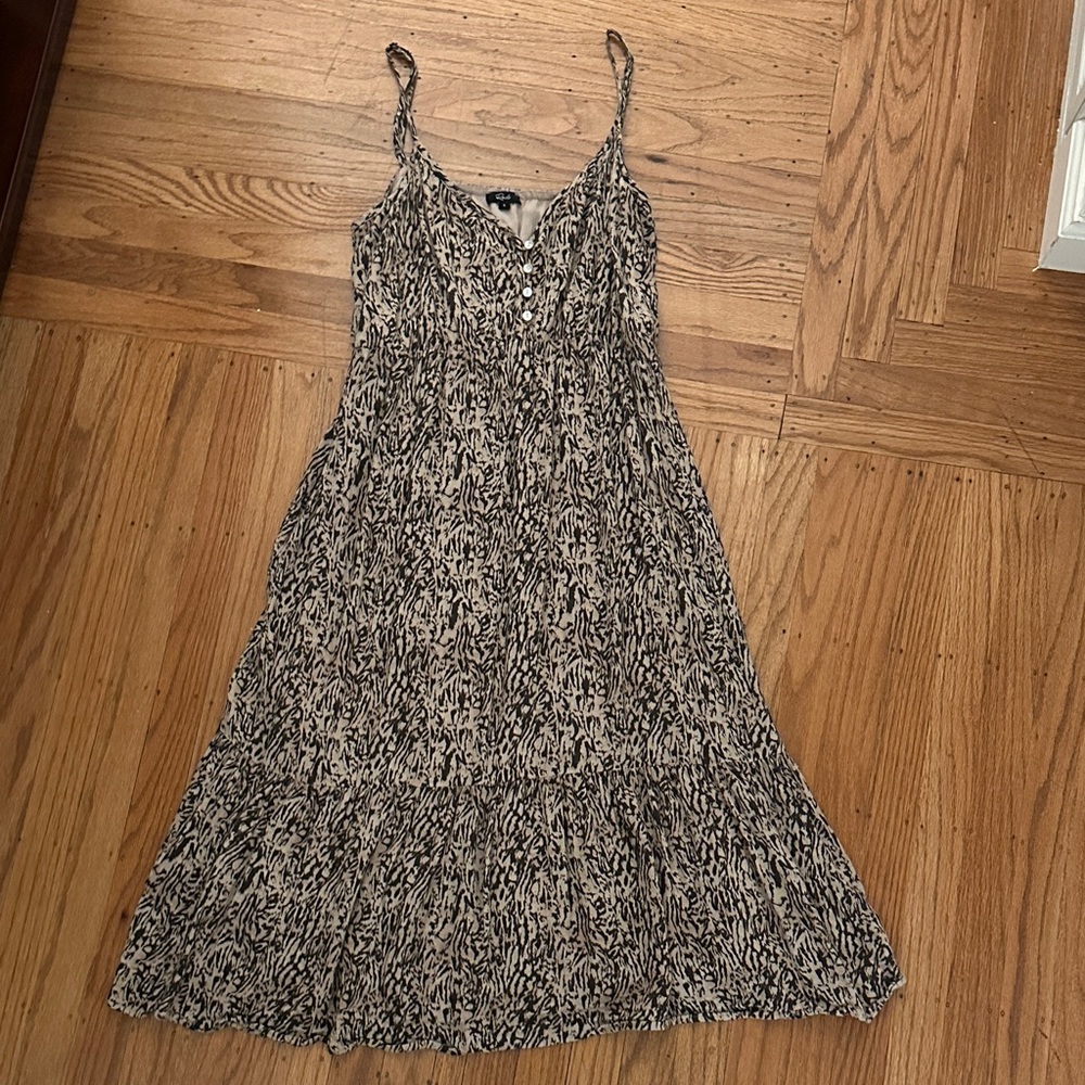 Rails Brown and Cream Printed Sleeveless Midi Dress